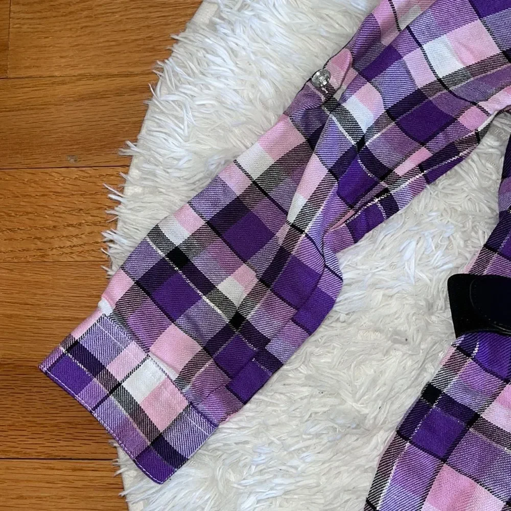 CRB Girl | Purple Plaid Button Up and Graphic Tee